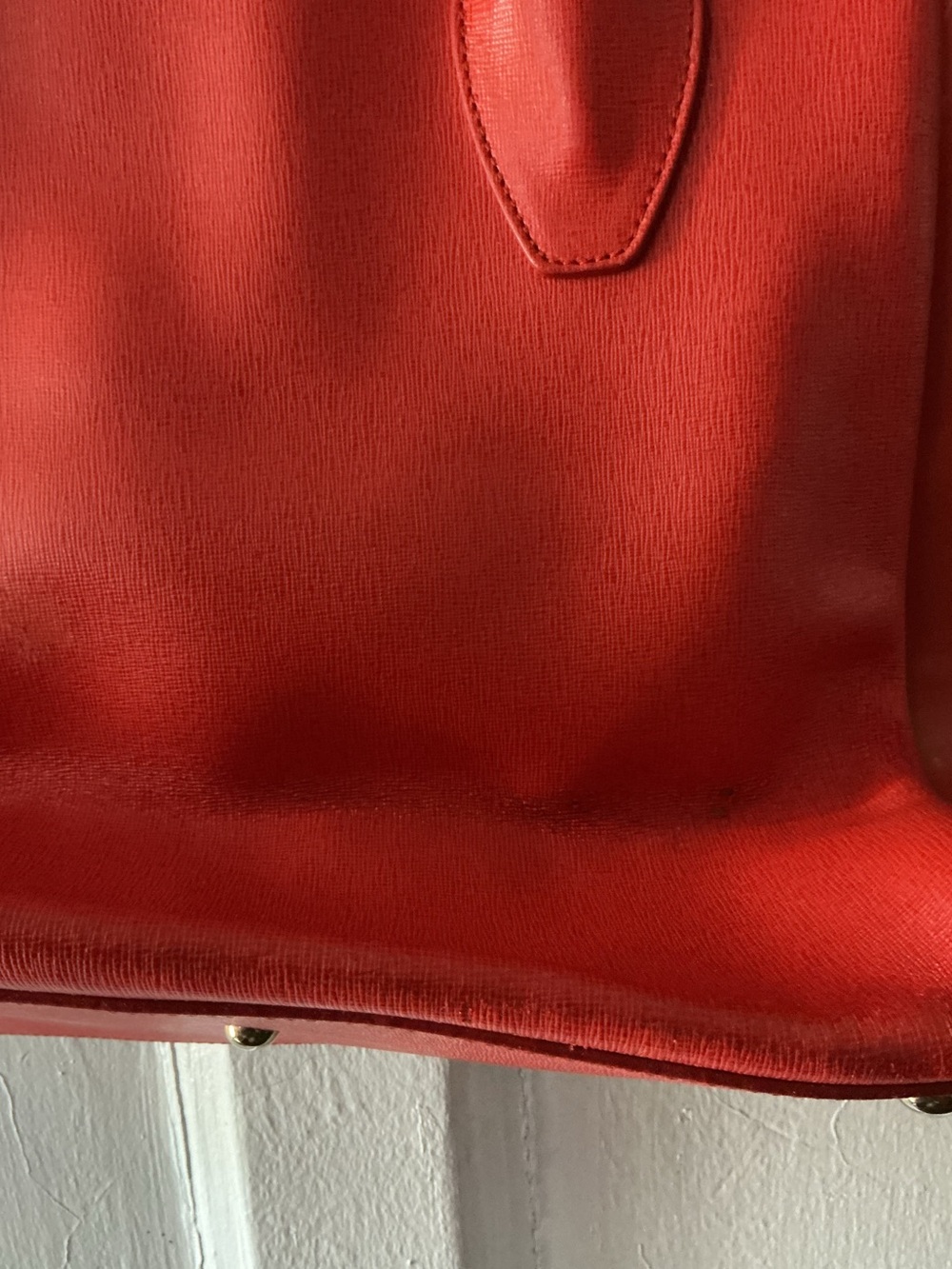 Furla Vibrant Red-Orange Structured Tote with Gold Lock - Picture 10 of 14